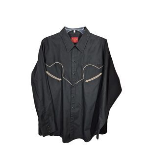 Plains Shirt Mens Chest 52 Black Western‎ Black Pearl Snap  no size/mat tag